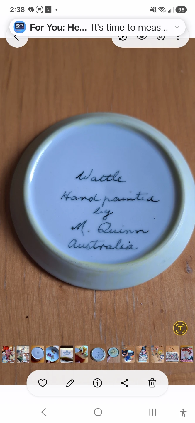 Hand-painted "Wattle" decorative plate by M. Quinn - photo 2
