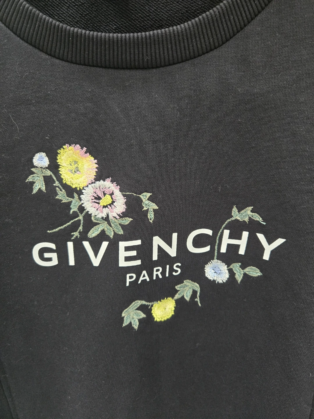 Givenchy Paris Black Floral Embroidered Sweatshirt Dress - photo 2