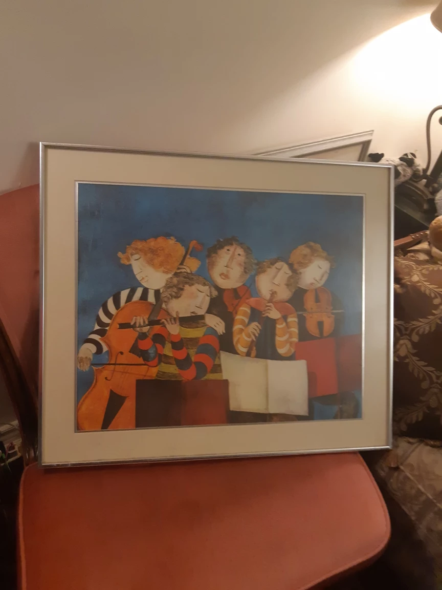 Framed Art Print Children Playing Music
