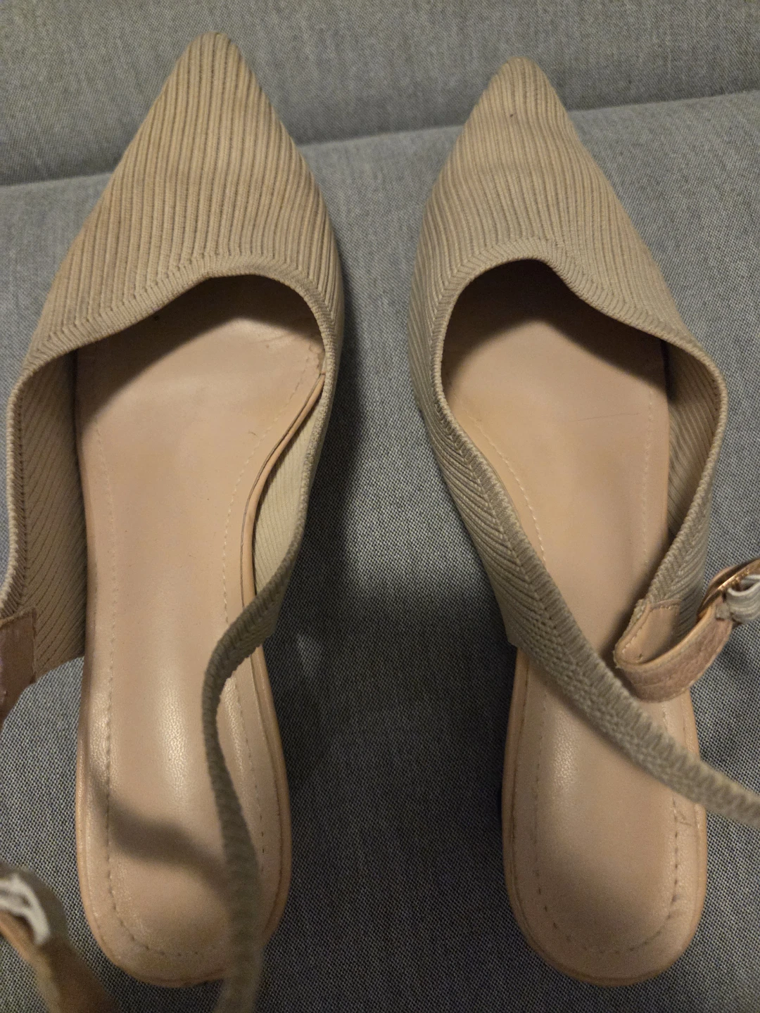 Beige Slingback Pointed Toe Flats - photo 3