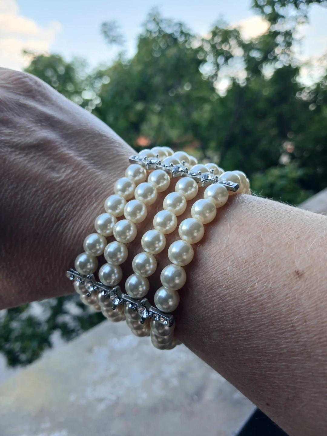 Faux Pearl and Rhinestone Bracelet - photo 3