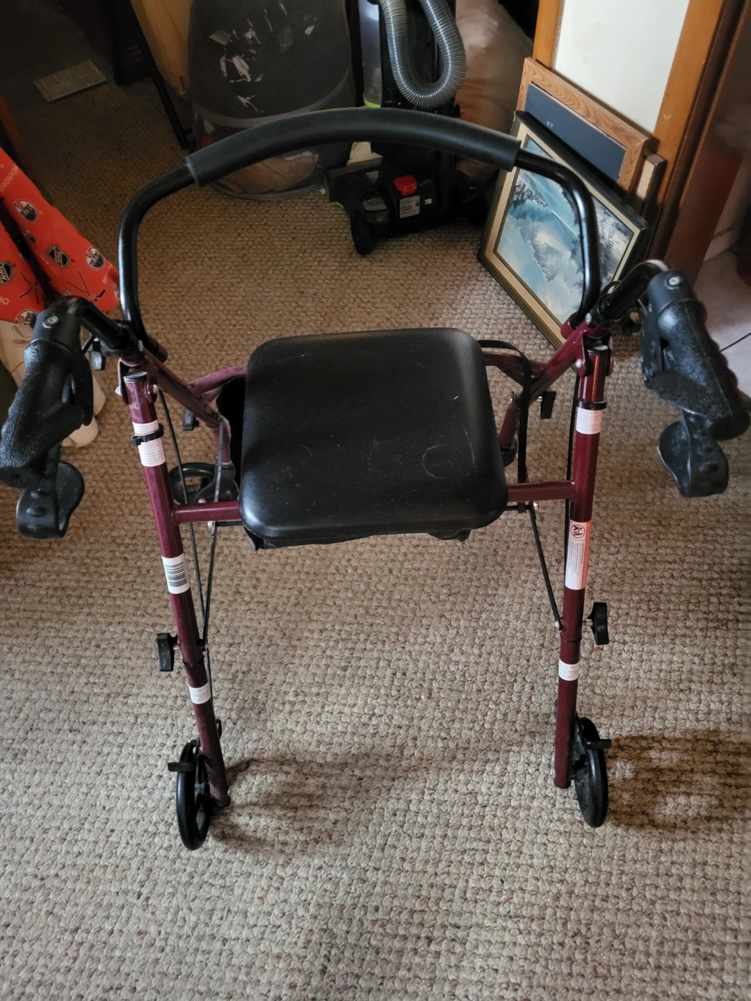 Red 4-Wheel Walker with Seat - photo 3