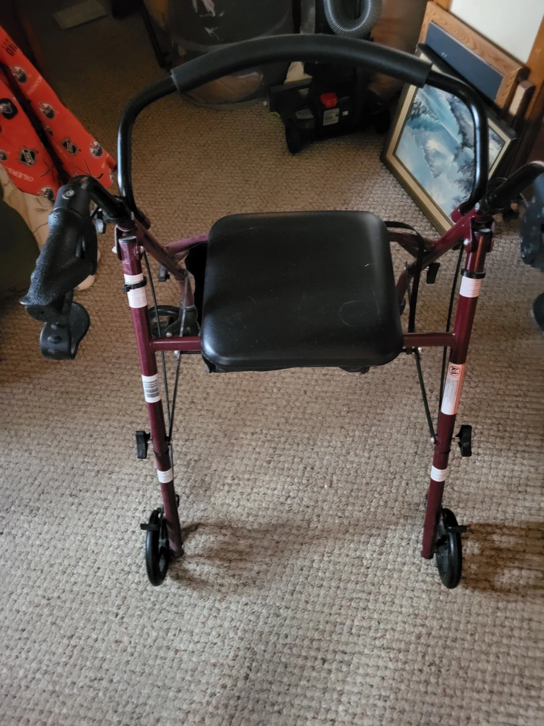 Red 4-Wheel Walker with Seat - photo 4