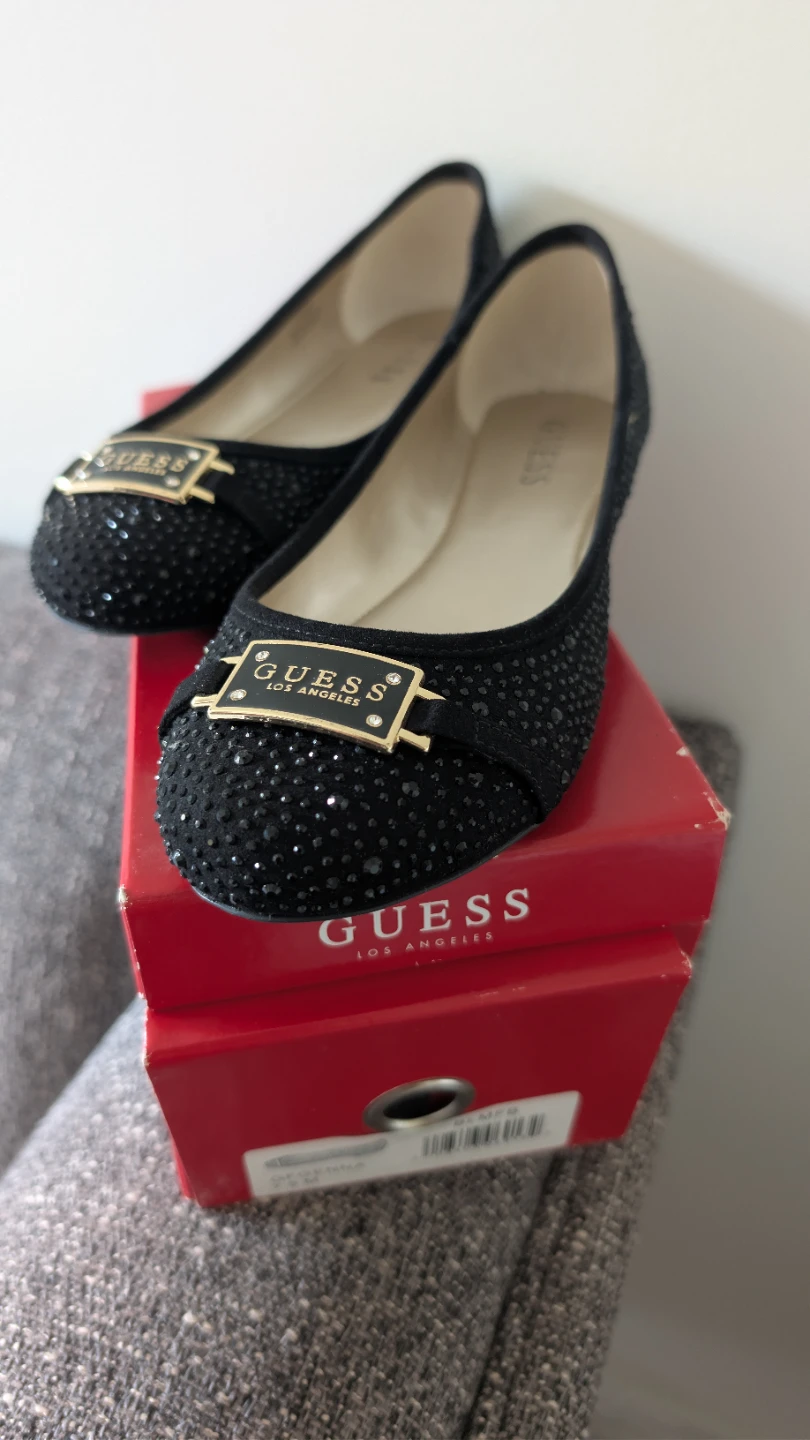 Guess Women's Black Rhinestone Ballet Flats - 7.5