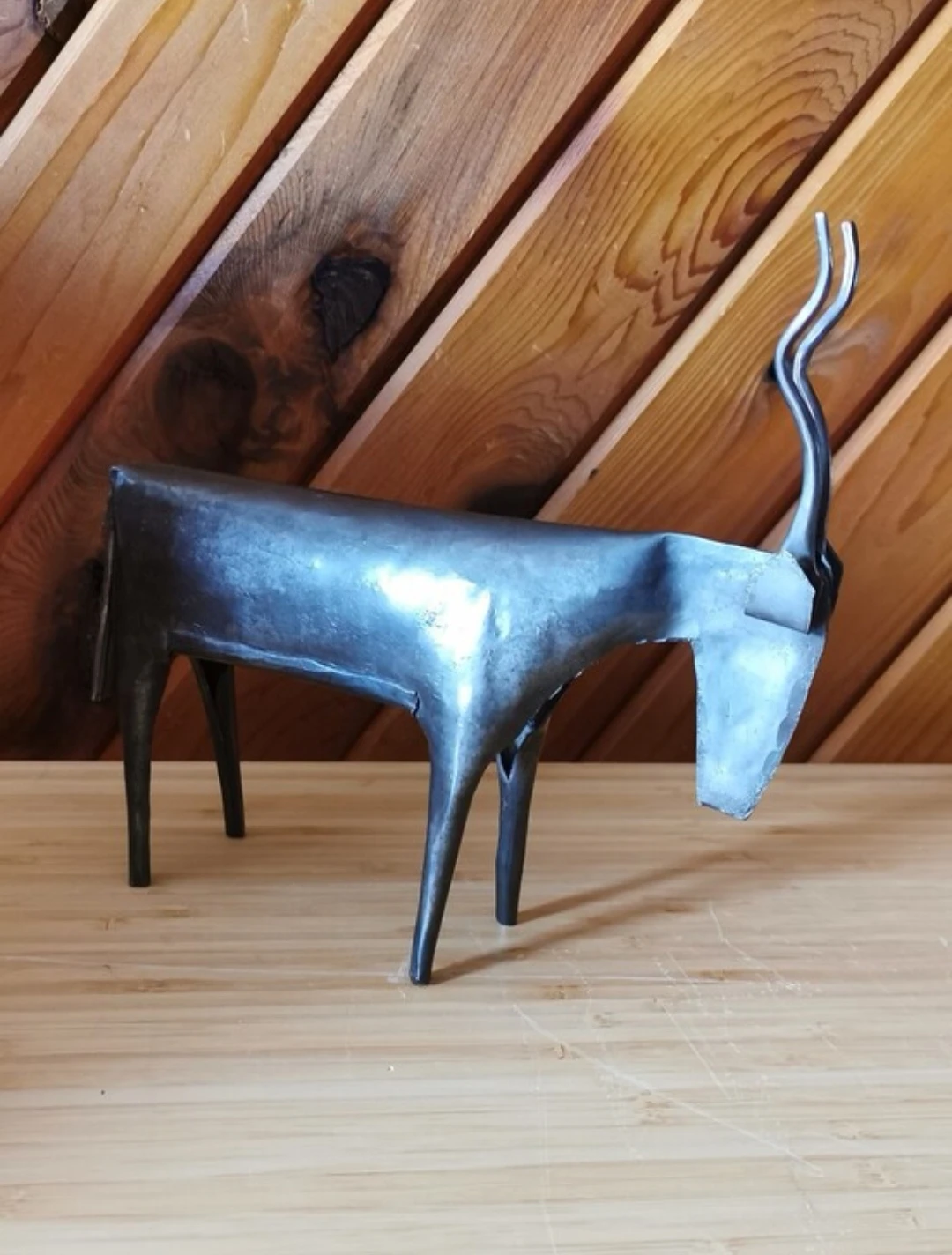 Vintage Handmade Welded Metal Antelope Sculpture MCM Decor - photo 5