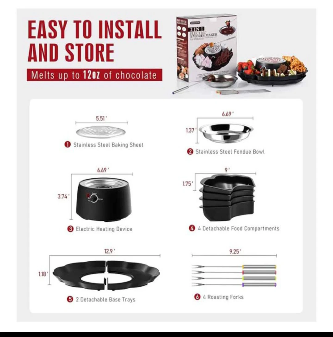 2-in-1 Electric Fondue & S'mores Maker - photo 3