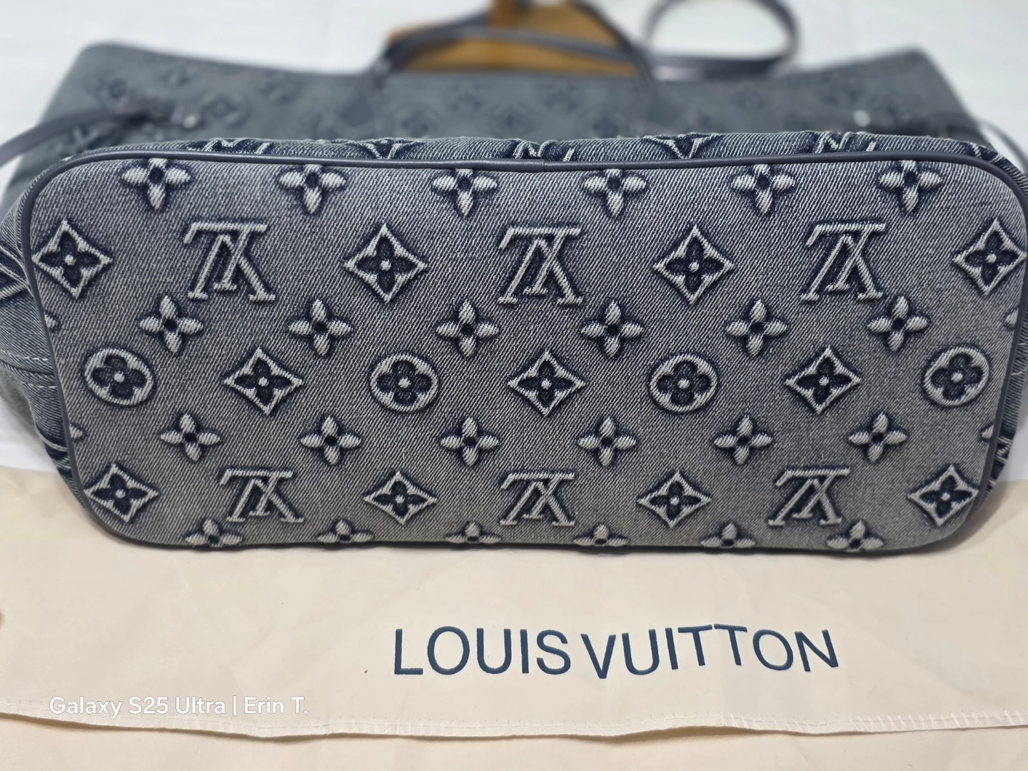 Denim Monogram Tote Bag with Pouch - photo 4