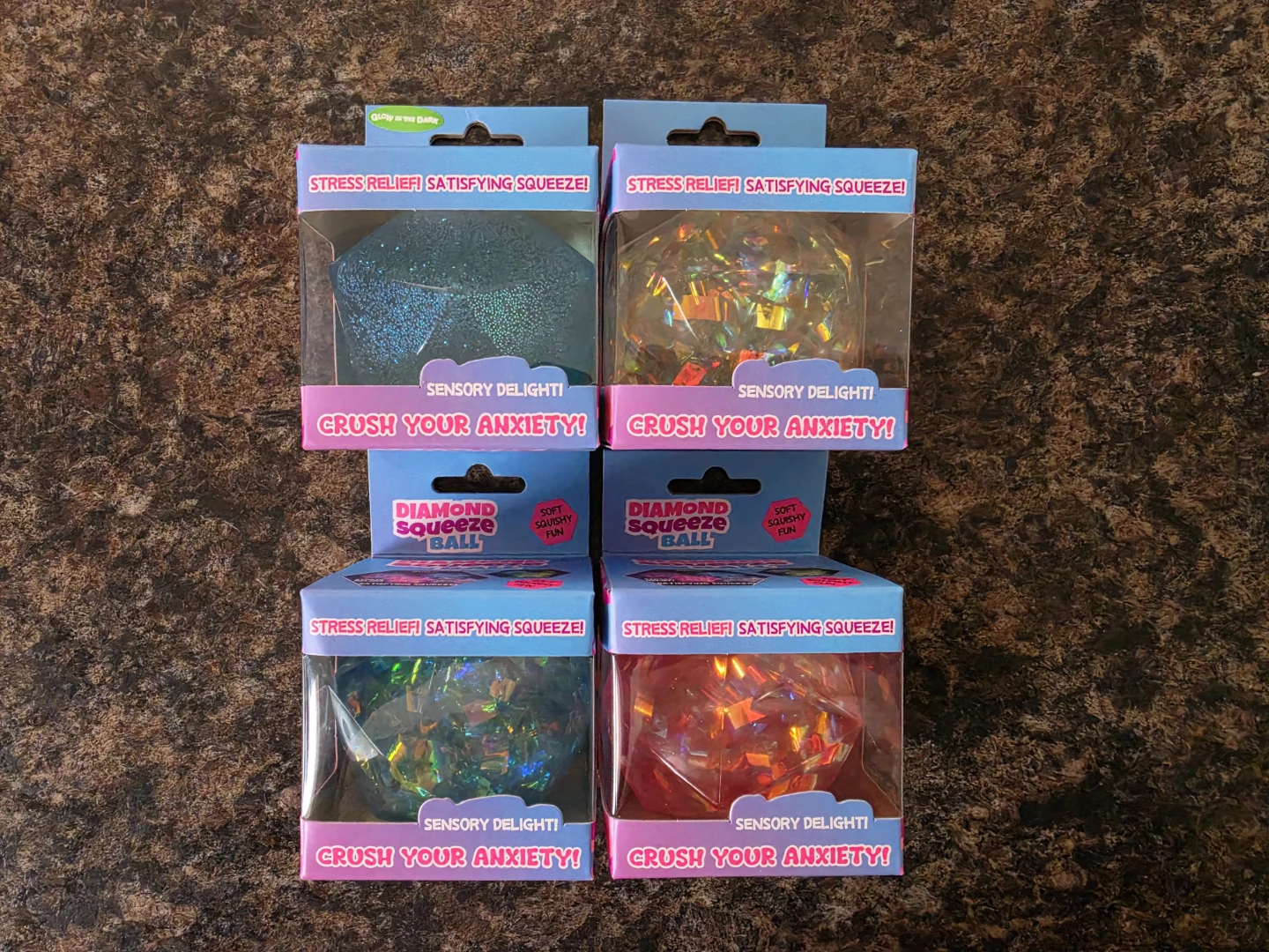 4 × Diamond Squeeze Stress Relief Squishy Sensory Toy