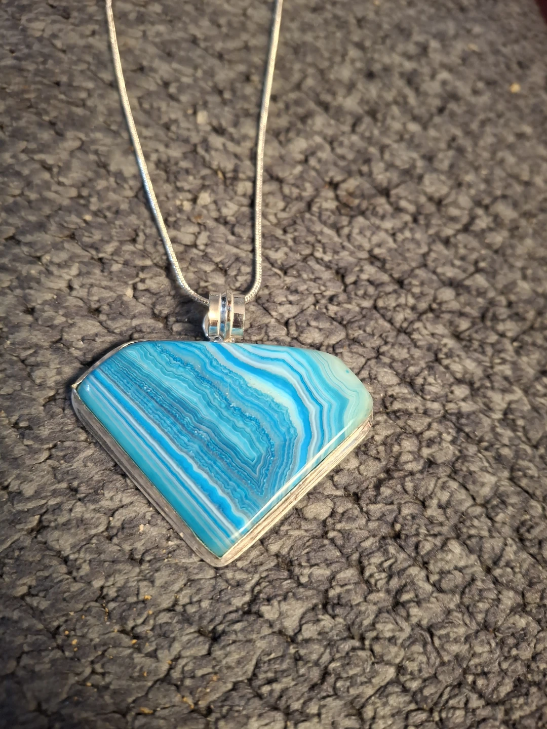 Sterling Silver Blue Agate Necklace - photo 2