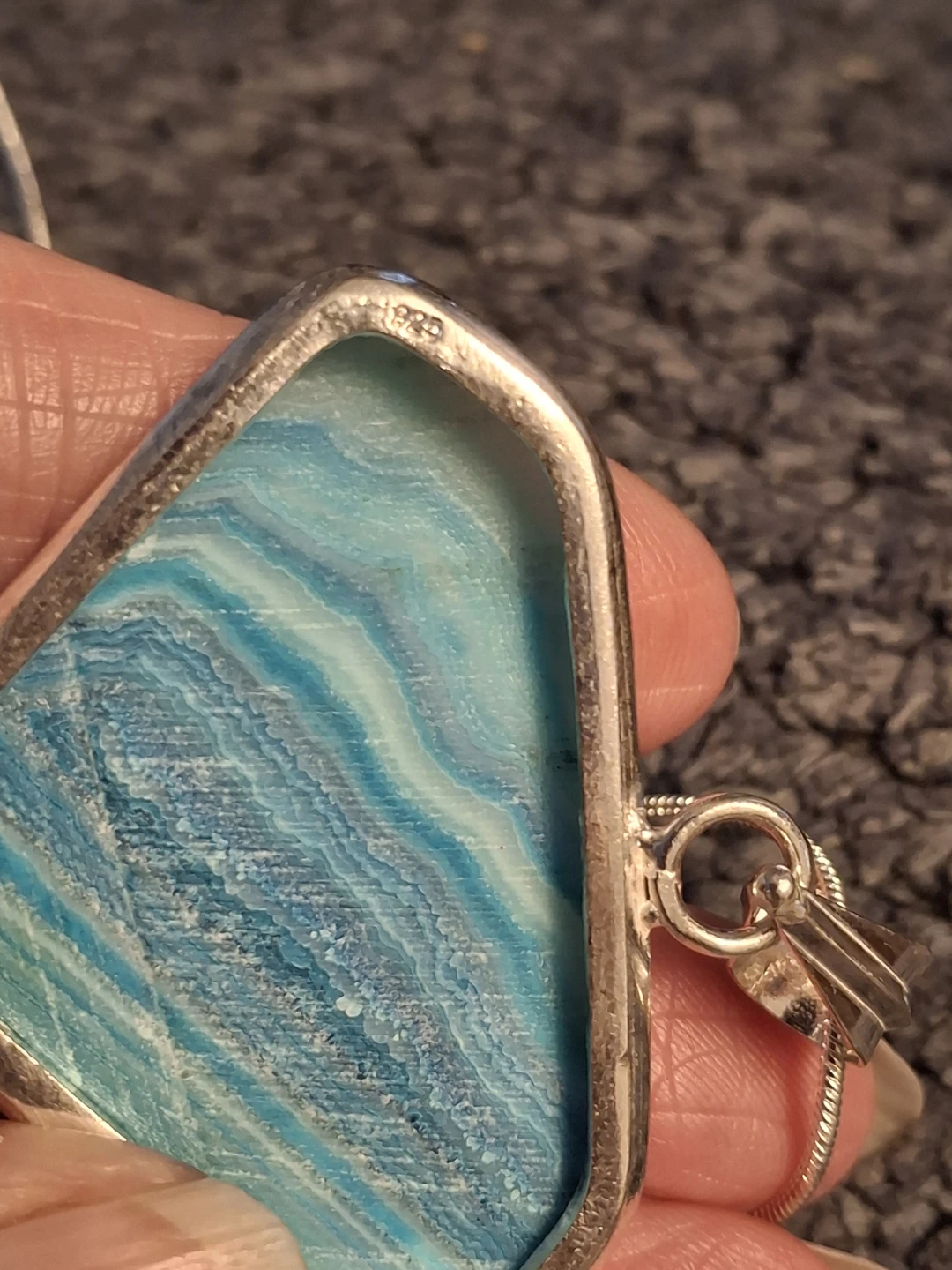 Sterling Silver Blue Agate Necklace - photo 5