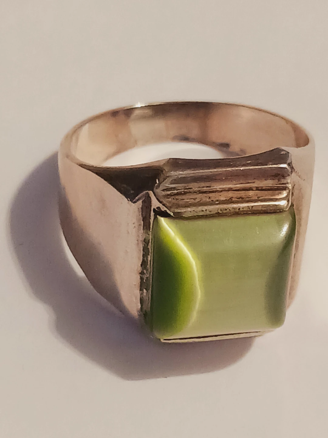 Sterling Silver 925 Massive Men's Green Stone Ring - photo 3