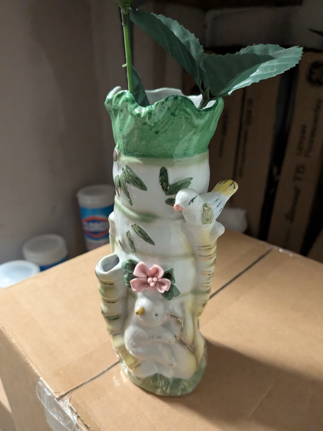 Ceramic Vase with Birds and Flowers