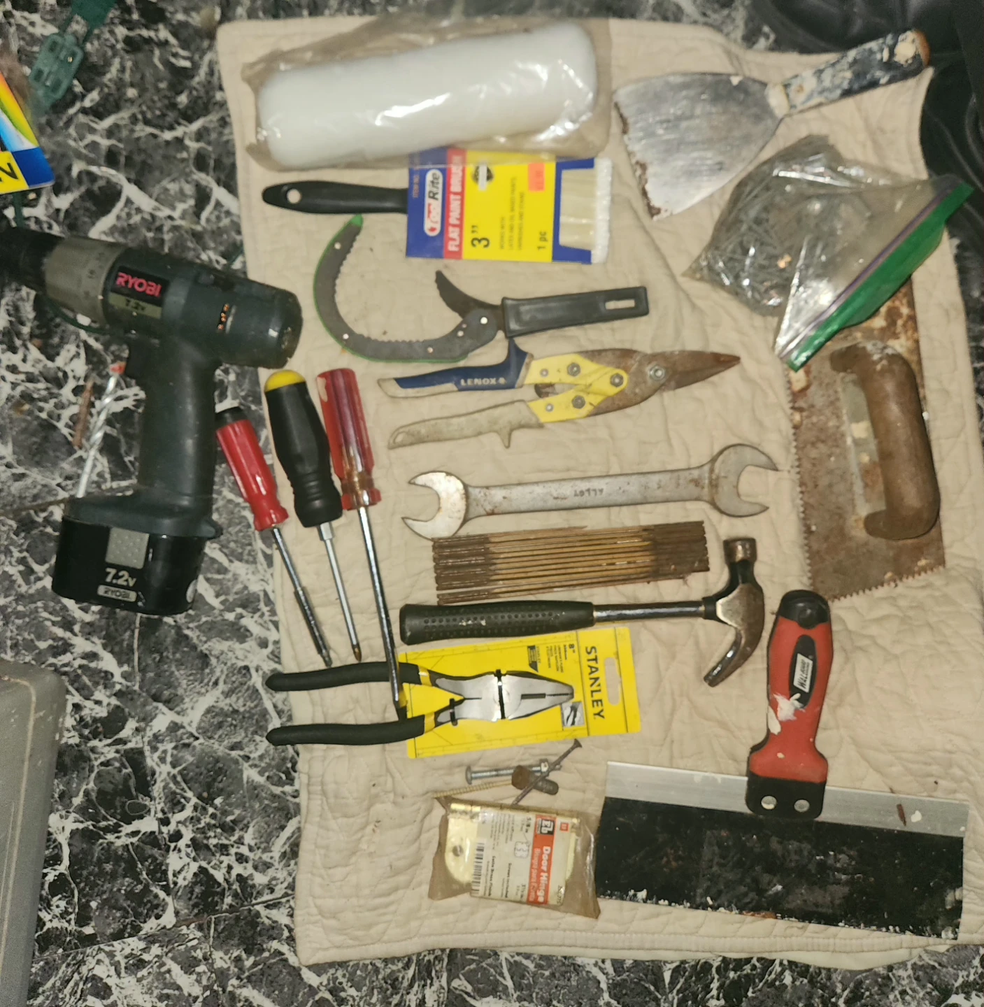 Ryobi 7.2V Cordless Drill and Tools