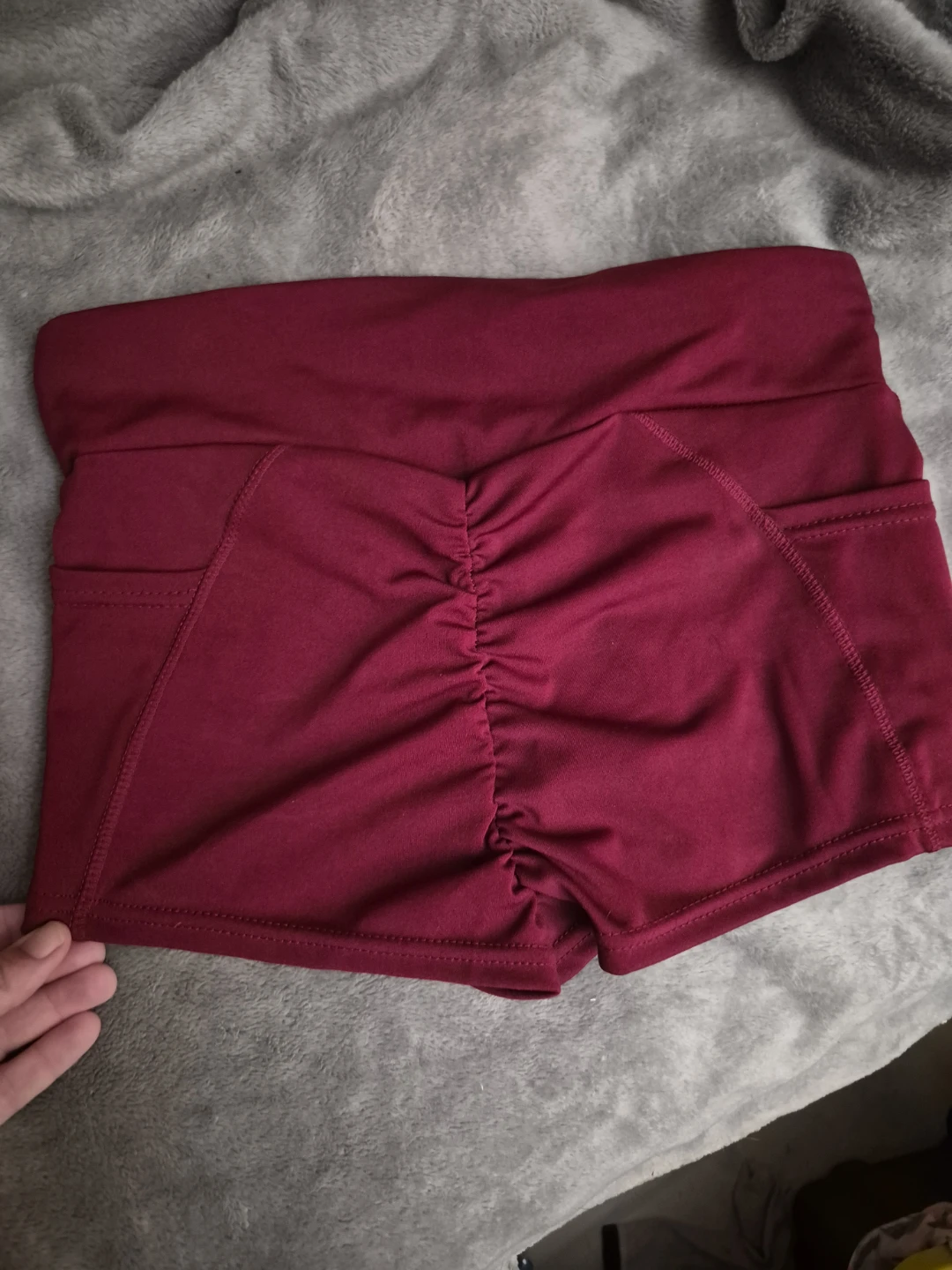 Burgundy Workout Shorts with Pockets - photo 2