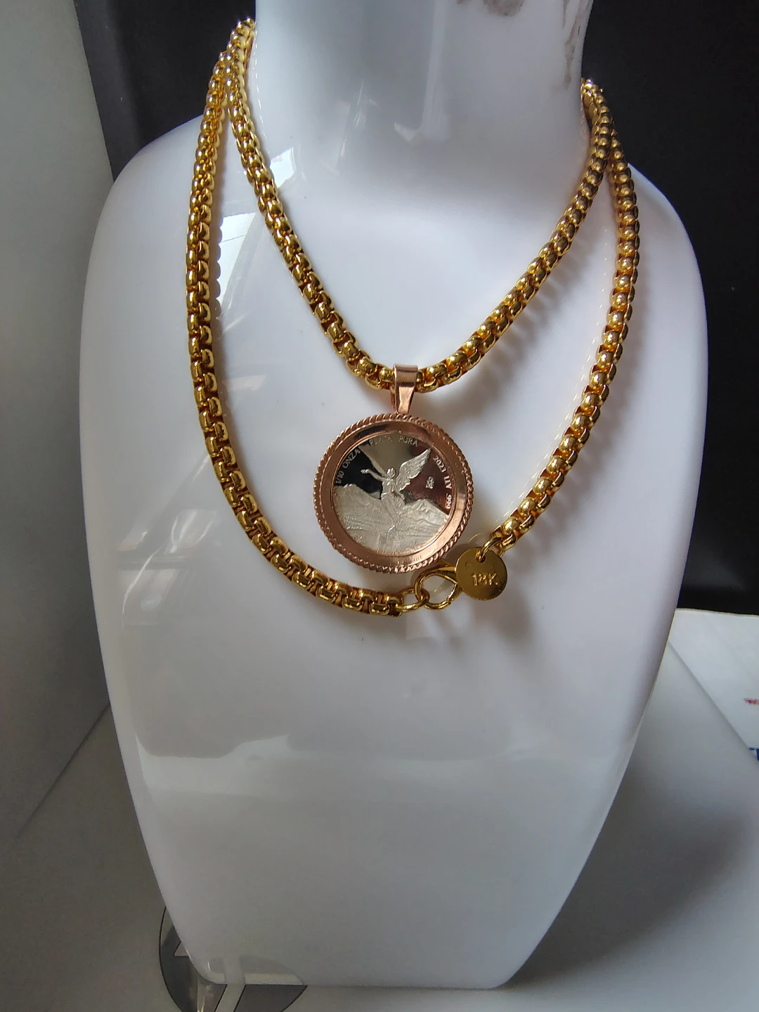 Collar chapado en oro con moneda libertad de México 1/10 oz. - photo 3