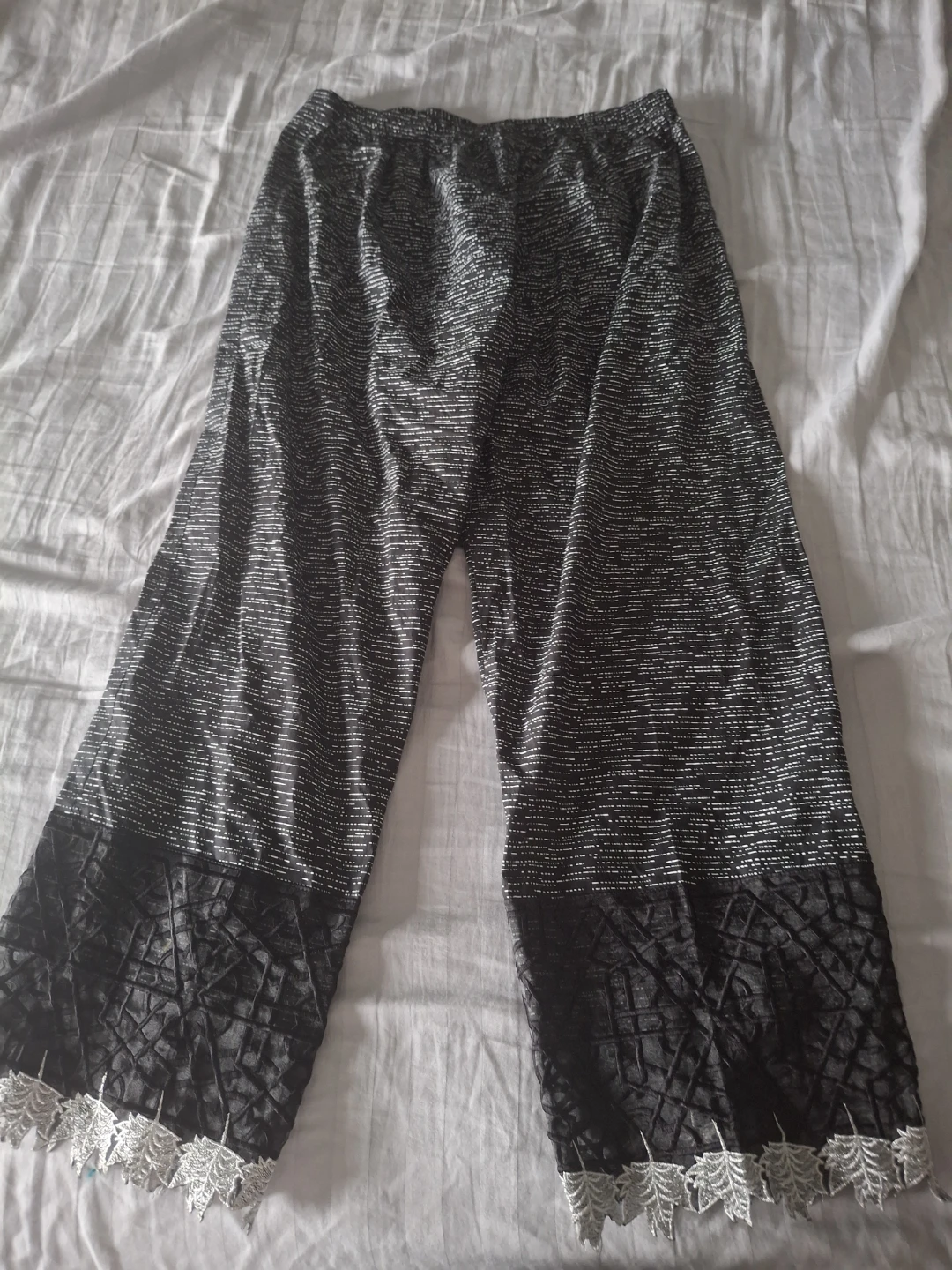 Pakistani Embroidered Shalwar/Kameez Trousers – Black