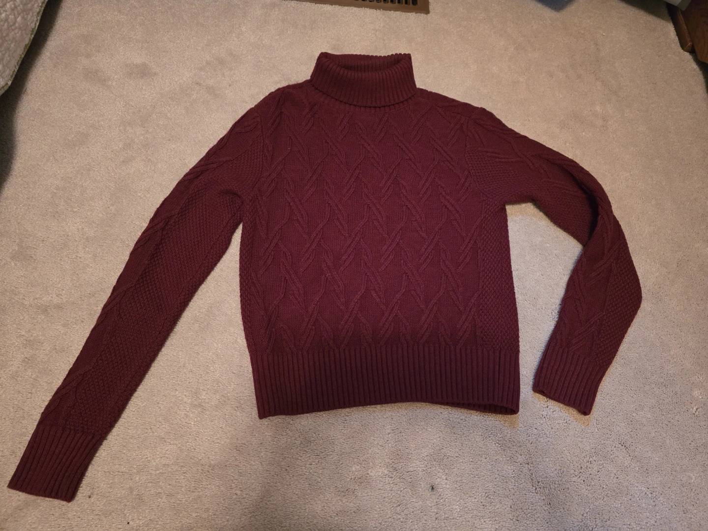 GUESS Women's Burgundy Cable Knit Turtleneck Sweater - photo 2