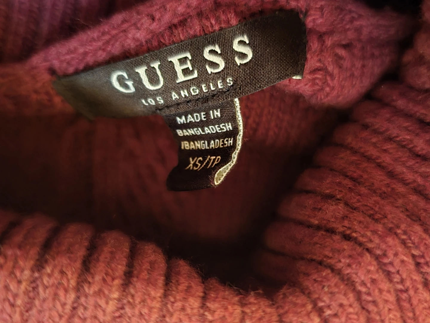 GUESS Women's Burgundy Cable Knit Turtleneck Sweater - photo 4