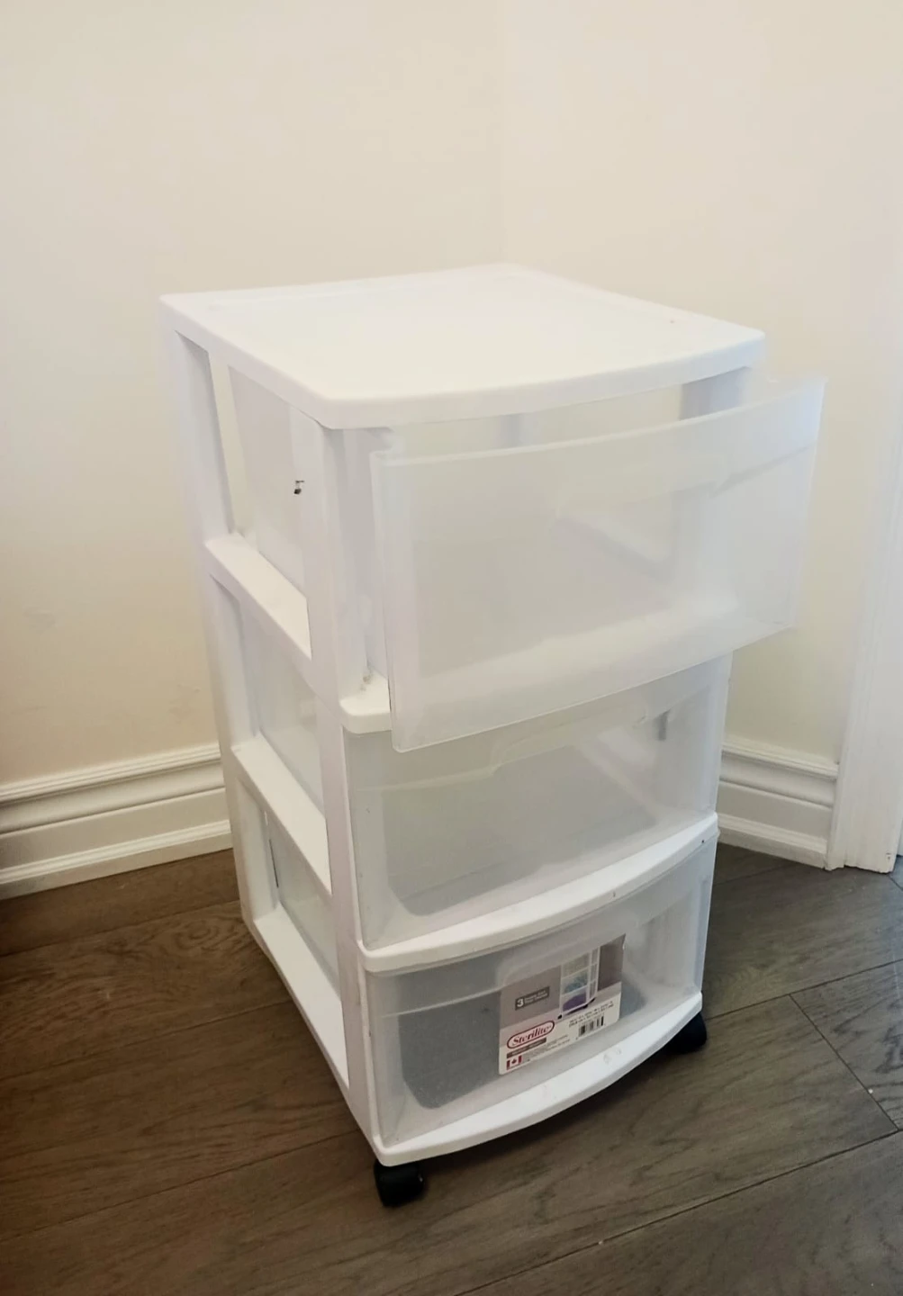 Sterilite 3 Drawer Plastic Rolling Cart
