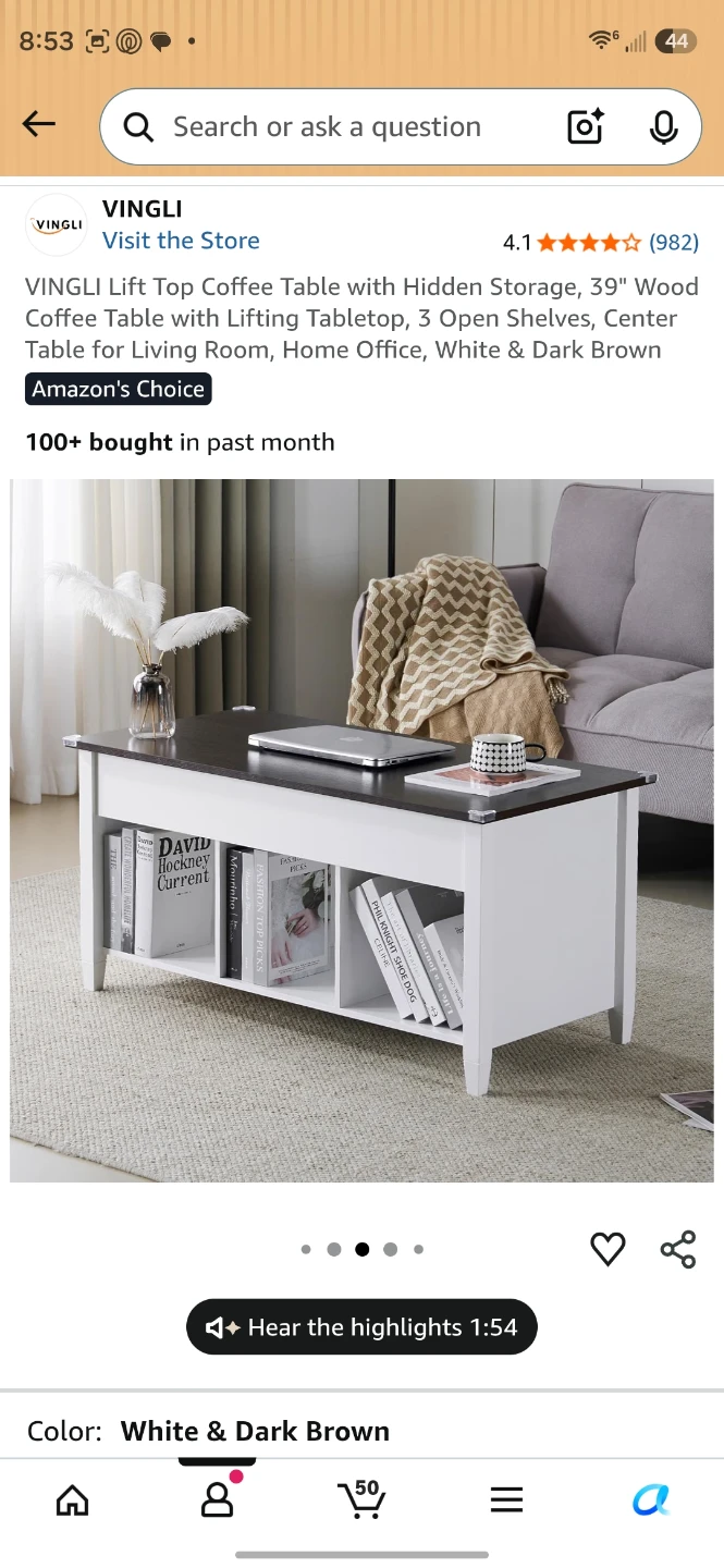 VINGLI Lift Top Coffee Table with Hidden Storage - photo 3