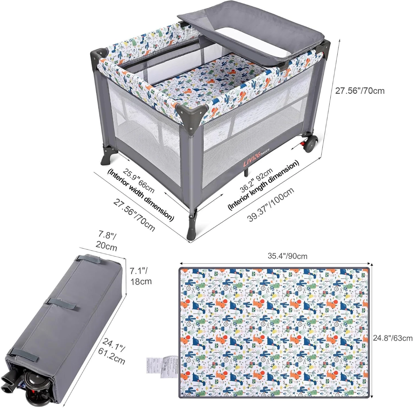 LIVINGbasics Playpen with Changing Table and Mattress - photo 4