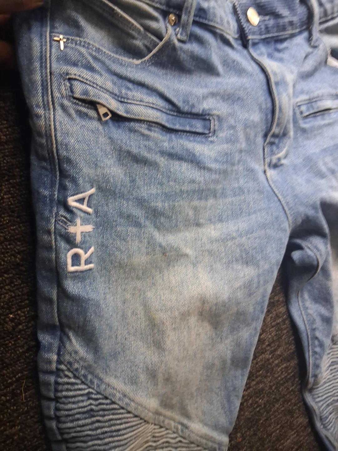 RTA Jeans Mens Blue Moto Style Slim Fit Denim