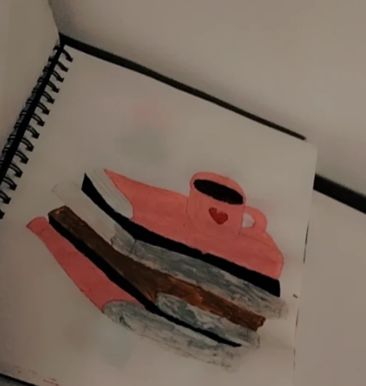 Sketch book paper art coffee cup painting