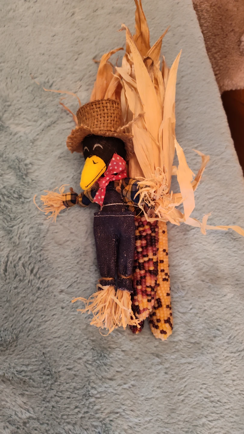 Decorative Corn Husk Crow Figurine