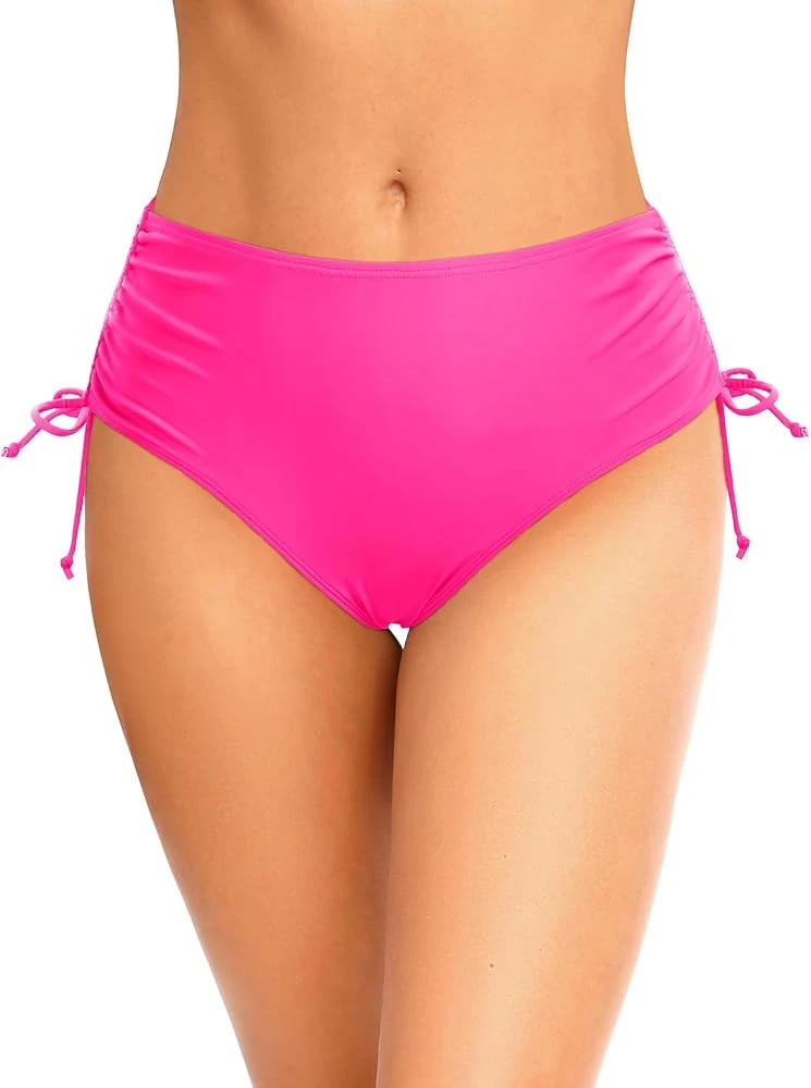 Women's Pink High-Waisted Bikini Bottoms Size S