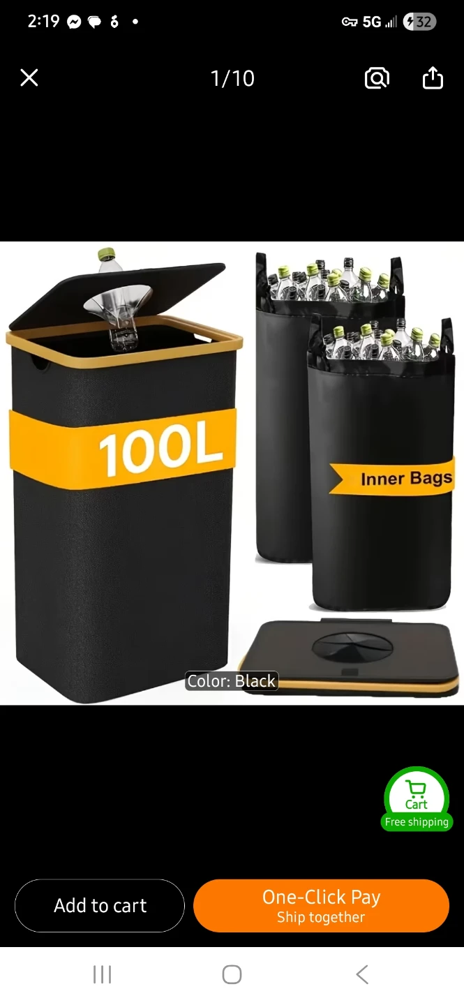 NEW Black 100L Foldable Oxford Canvas Storage Bin with Lid ♻️