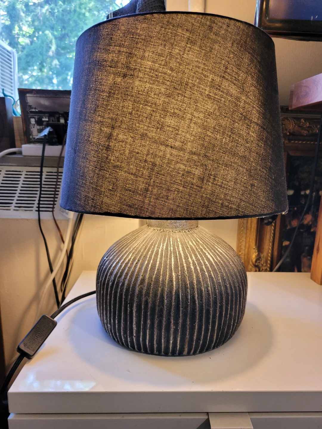 CB2 Textured Table Lamp with Black Shade