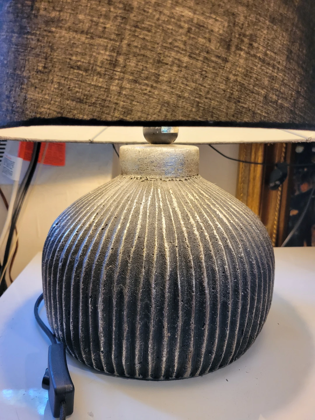 CB2 Textured Table Lamp with Black Shade - photo 4