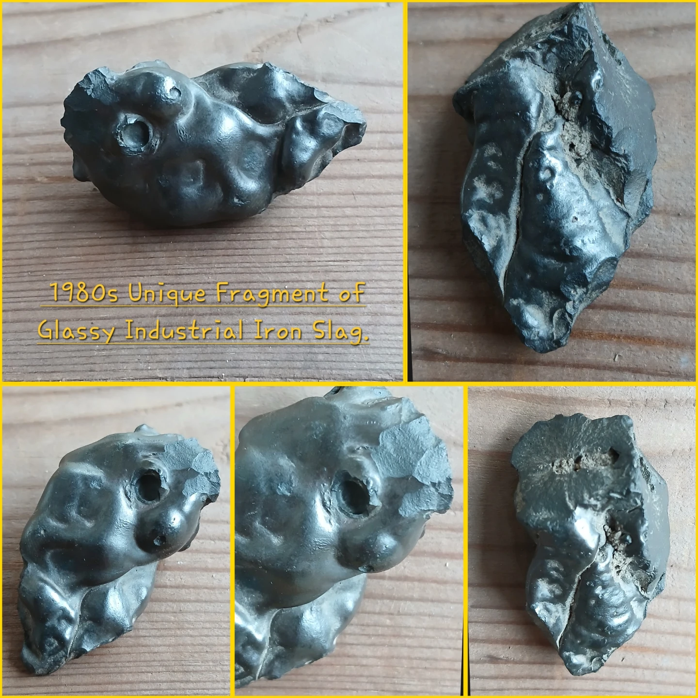 1980s Unique Fragment of Glassy Industrial Iron Slag