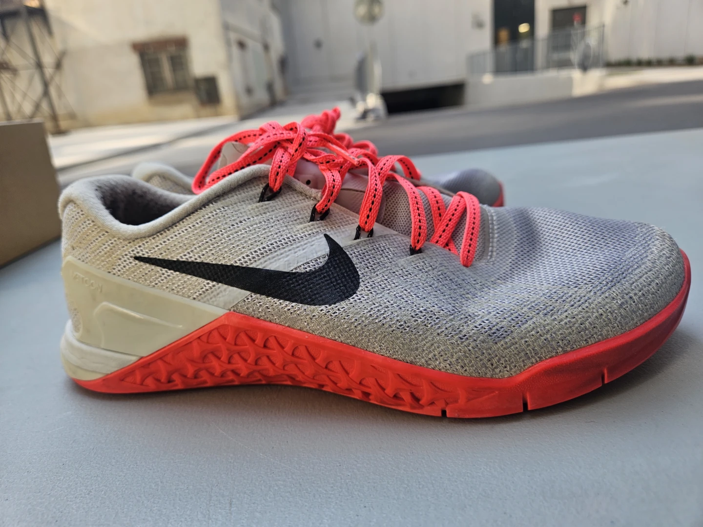 Women's size 7.5 Nike Metcon Grey/Red Training Shoes