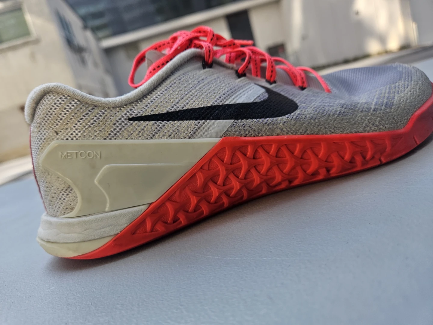 Women's size 7.5 Nike Metcon Grey/Red Training Shoes - photo 3