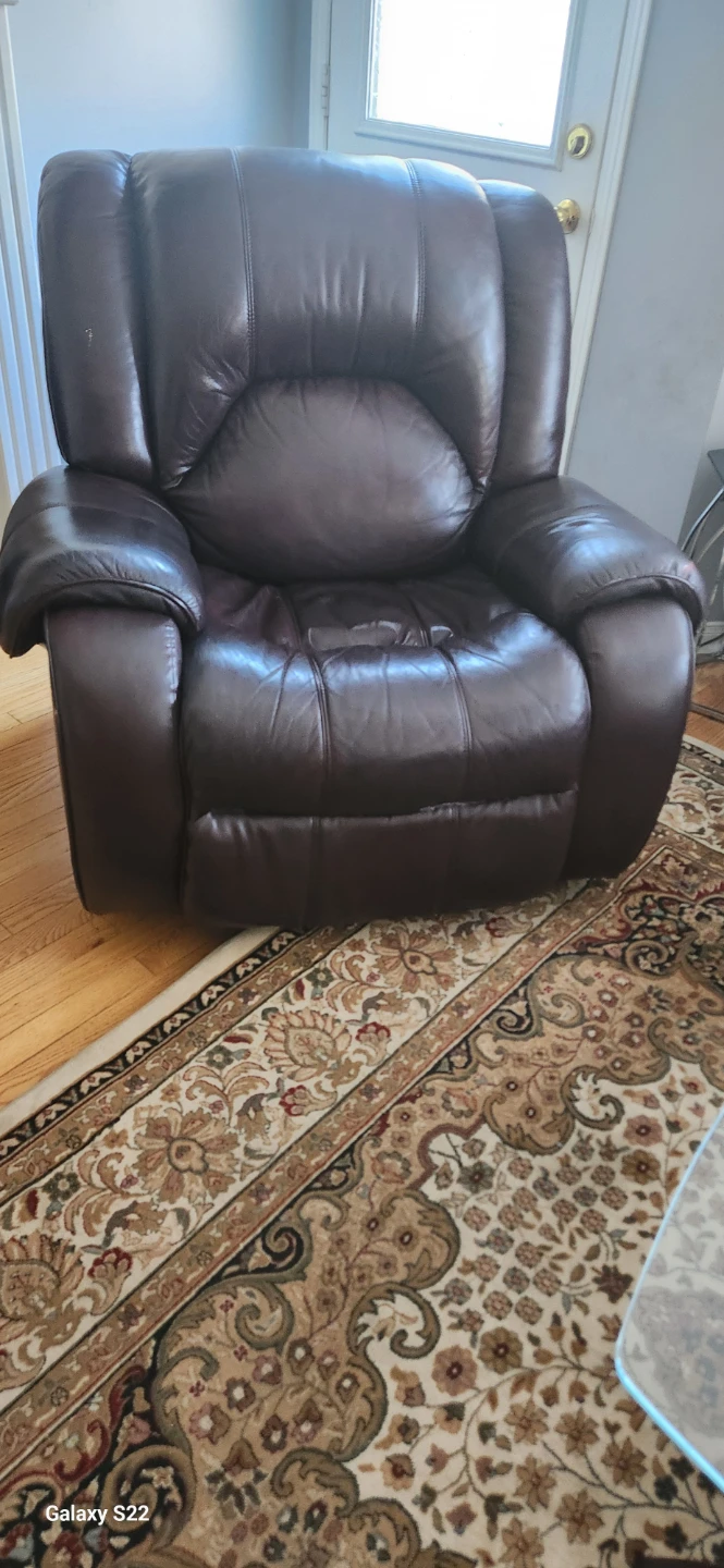 Brown Leather Reclining Sofa 6 seats with free coffee table - photo 3