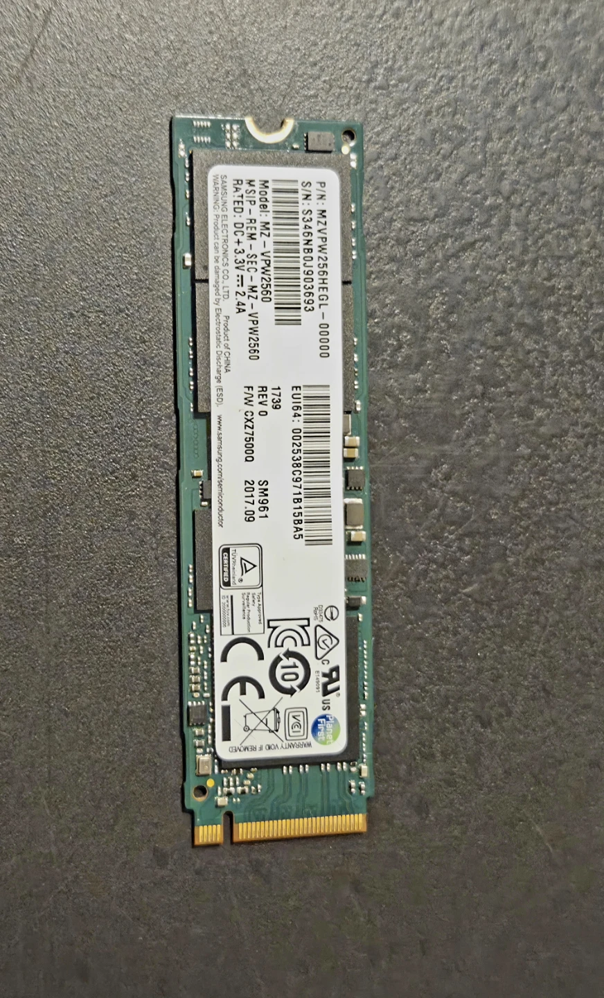 Samsung SSD NVME M.2 256GB