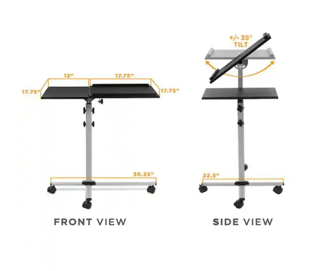 Black Rolling Laptop Desk & Adjustable Projector Stand - photo 3