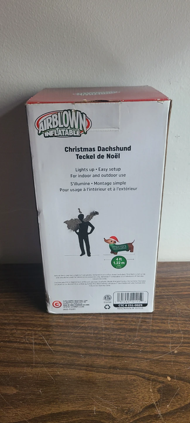 Gemmy 4' Airblown Christmas Inflatable Dachshund With Santa - photo 3