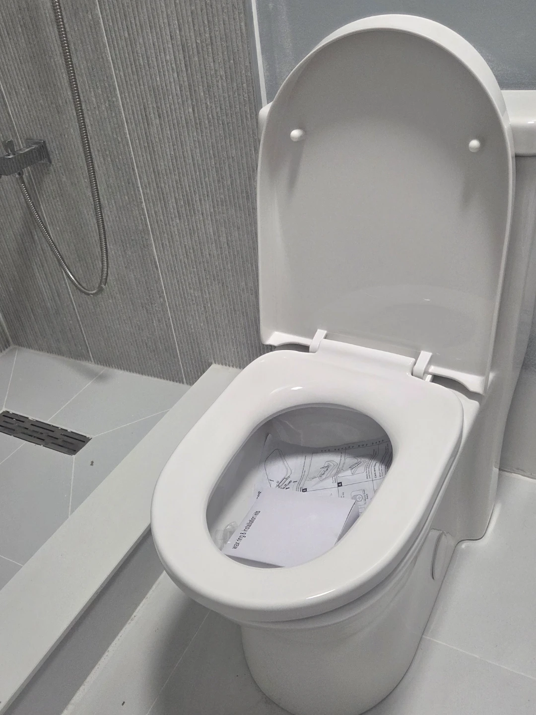 White Toilet Bowl with Dual Flush Button