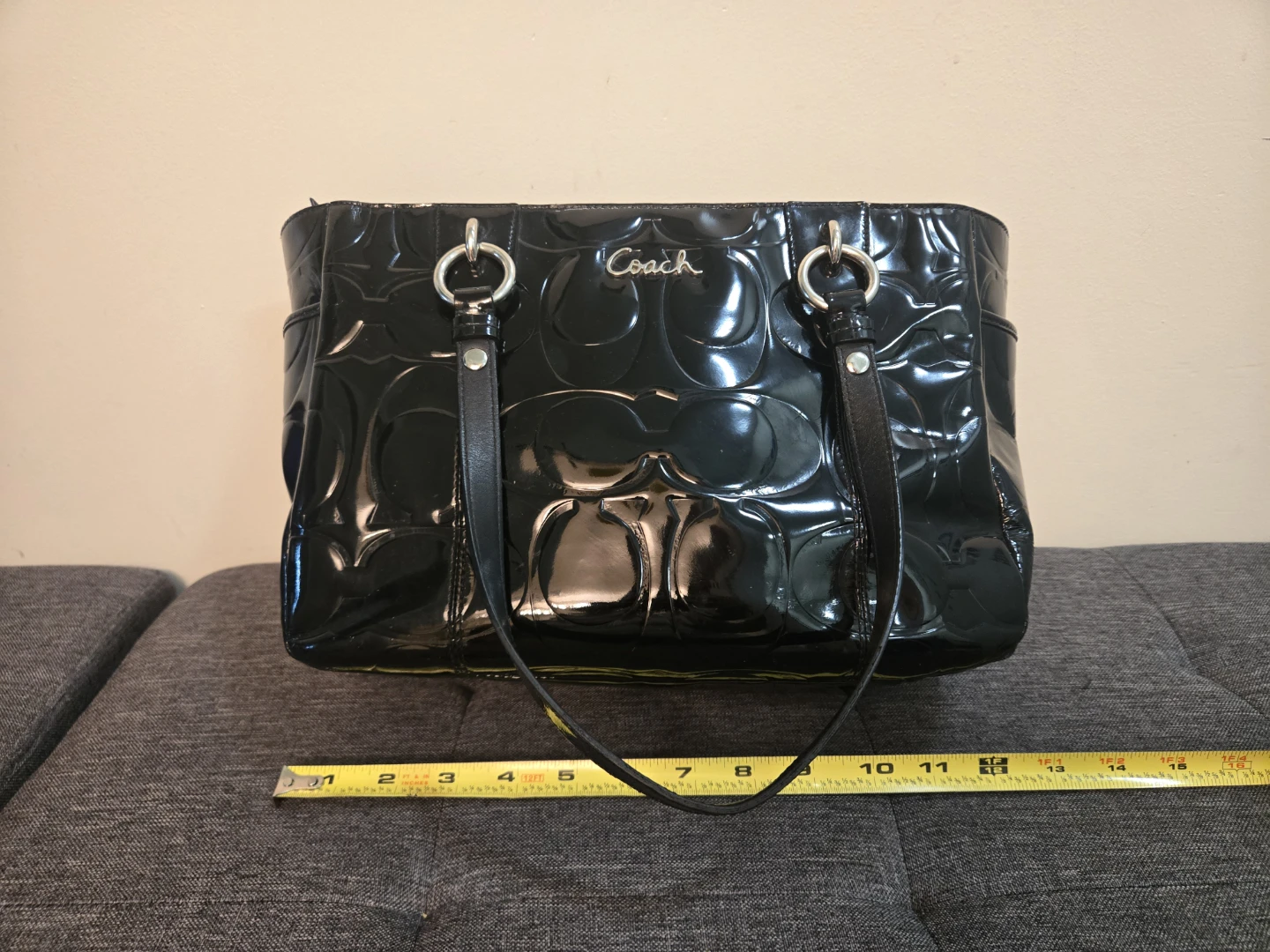 Coach Black Patent Leather Tote Bag