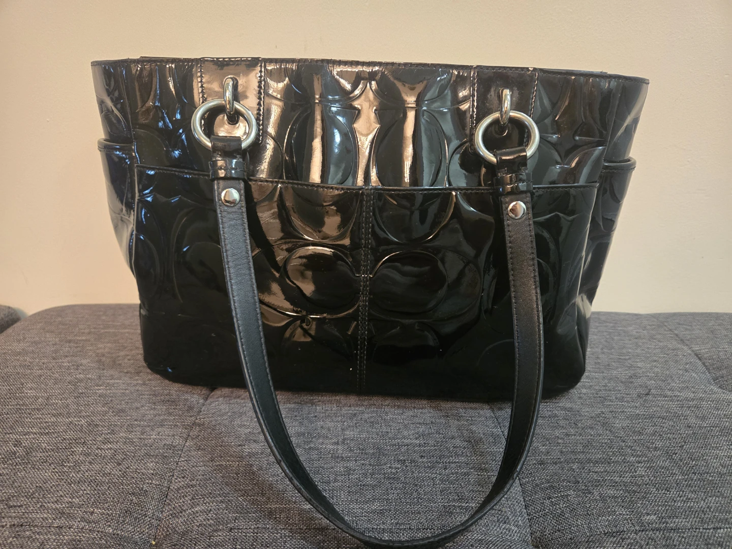 Coach Black Patent Leather Tote Bag - photo 2