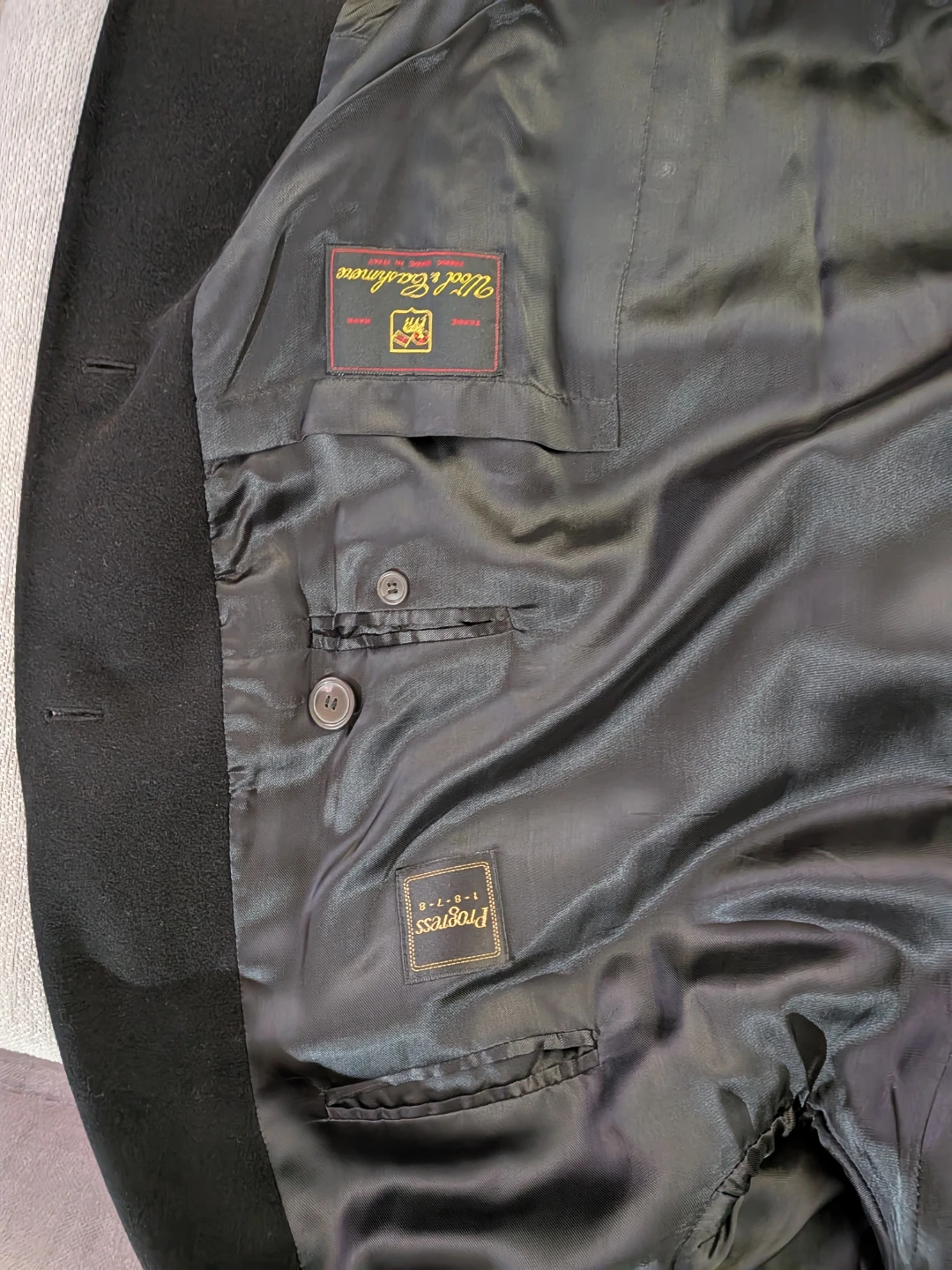 Black Double-Breasted long coat for men - photo 2