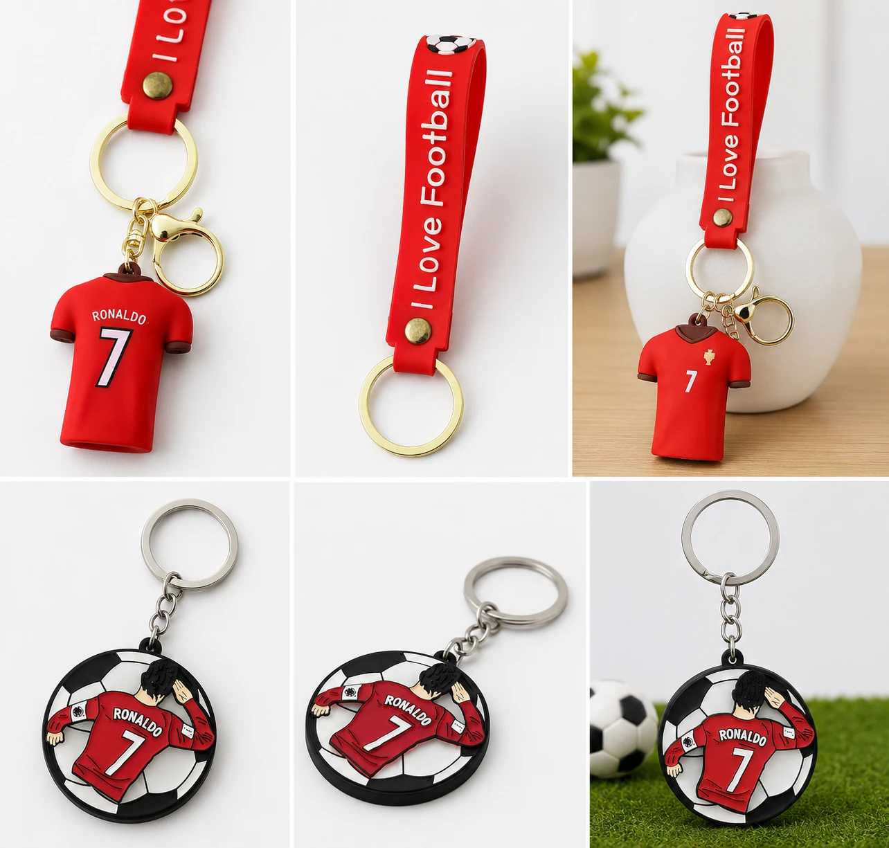 5 Piece Football Fan Keychain Combo - Ronaldo & Messi