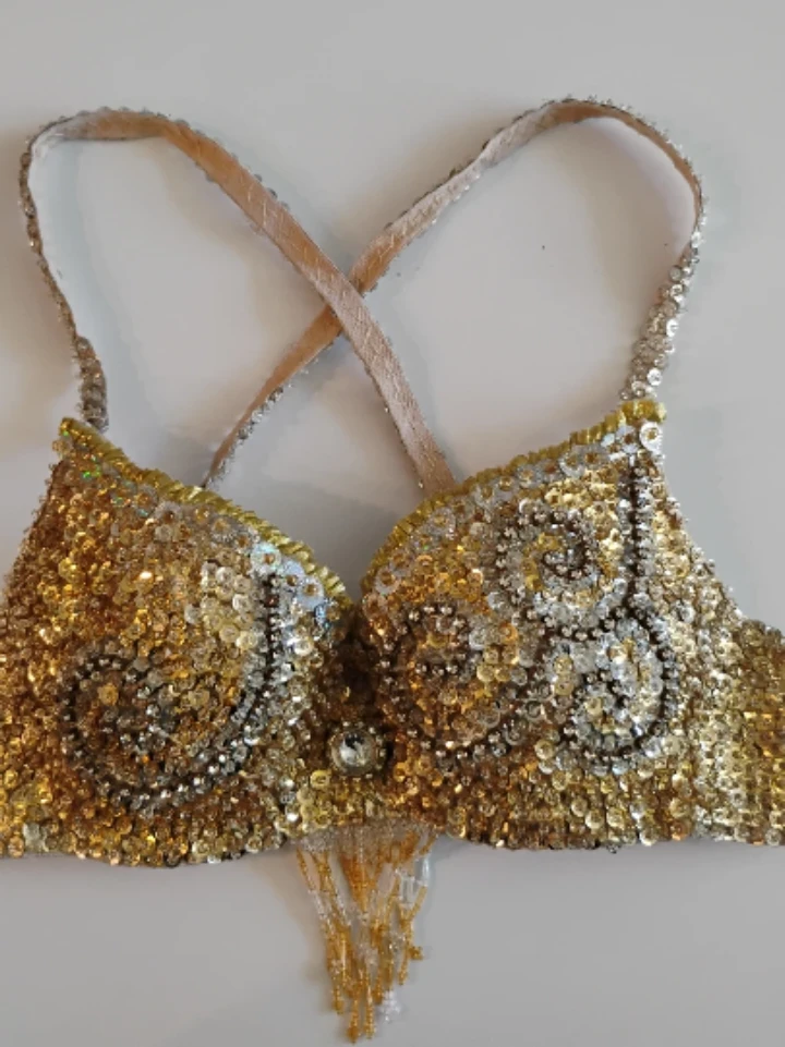 Gold Sequin Belly Dance Bra Top