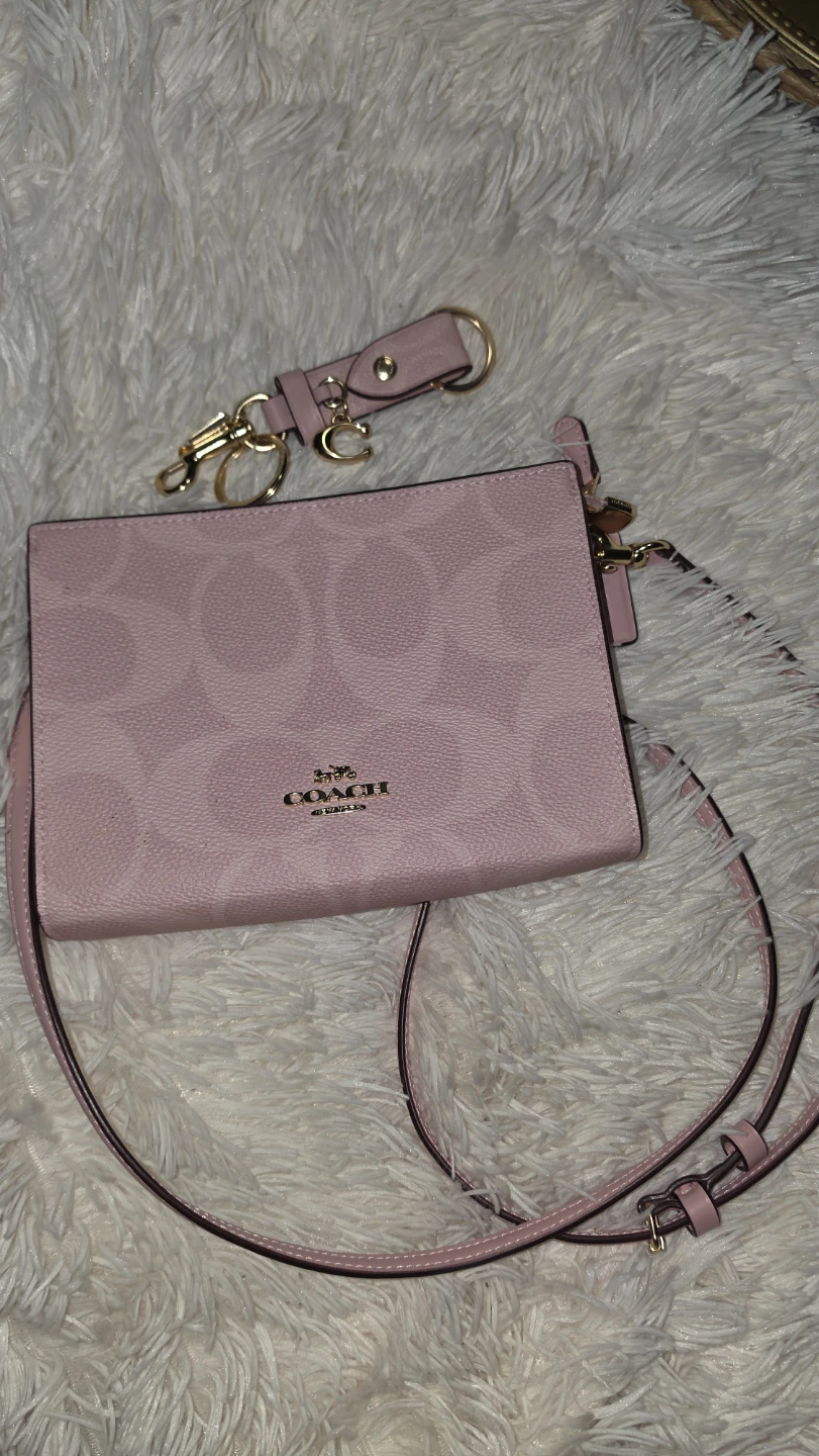 Coach Pink Leather Crossbody Bag with Keychain