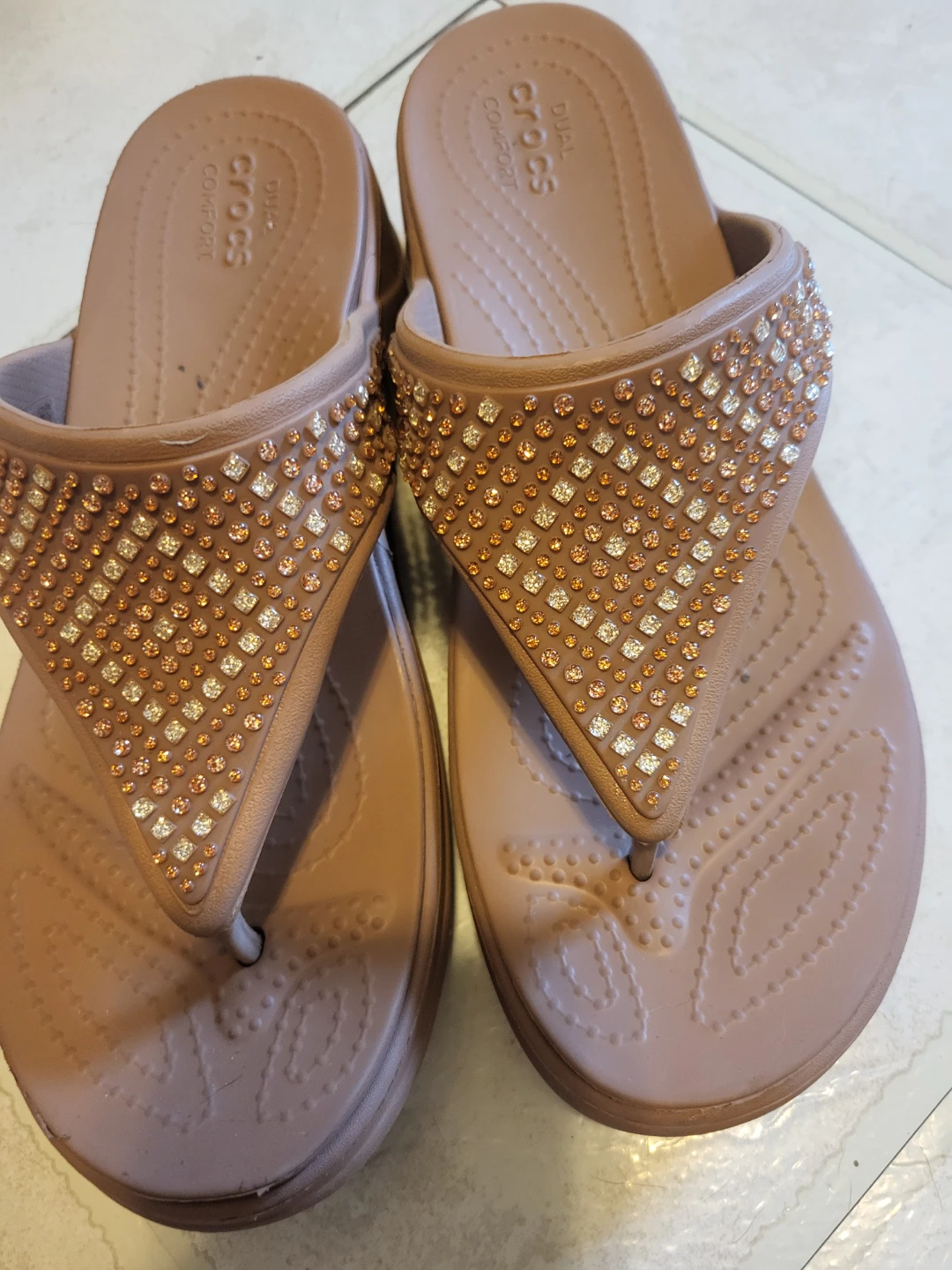 Crocs Embellished Flip Flops