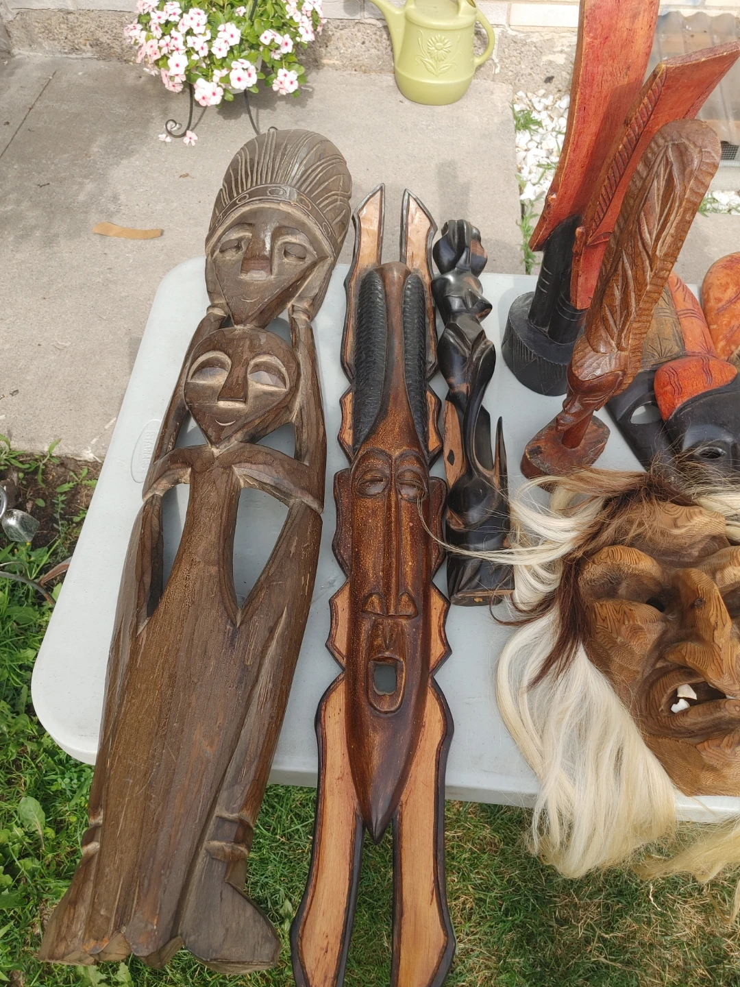 Various Hand-Carved Wooden Masks and Figures - photo 3