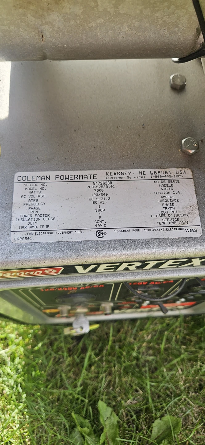 Coleman 7500 generator - photo 2