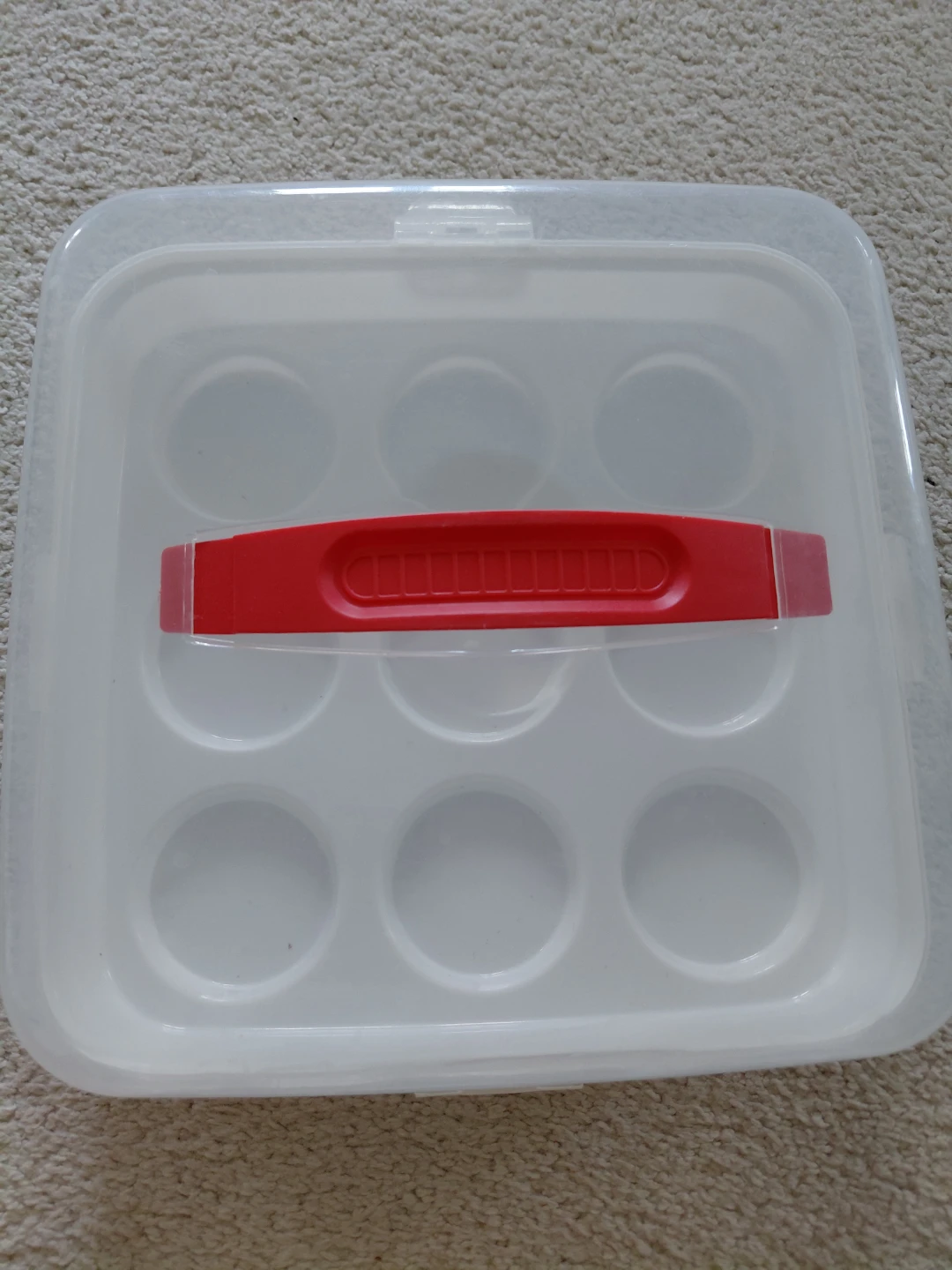 Plastic Cupcake Carriers with Red Handle. 3 available